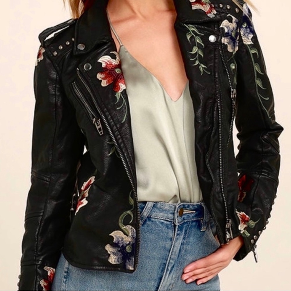 BLANK NYC Floral Leather Jacket